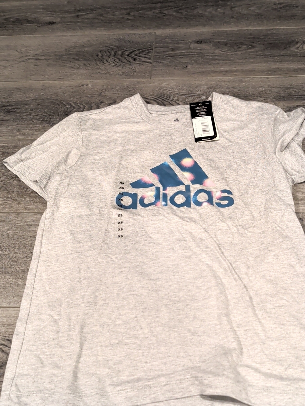 Adidas Heather Gray Logo Tee - Gray with Blue Accent